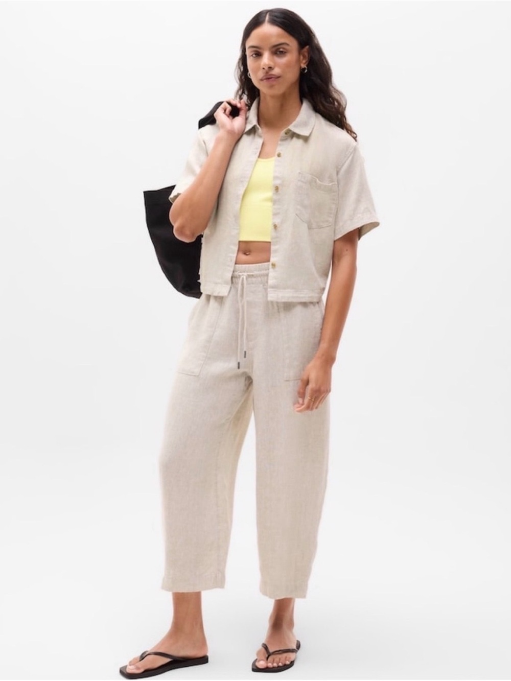 Athleta Retreat Linen Easy Barrel Crop Pant - Picture 6 of 6